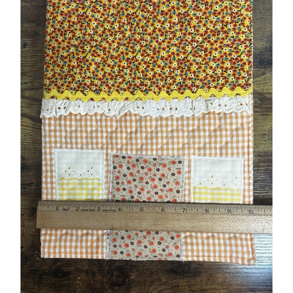 Handmade Quilted Cookbook Cover Floral Gingham Lace Bookmark Kitchen Gift Decor